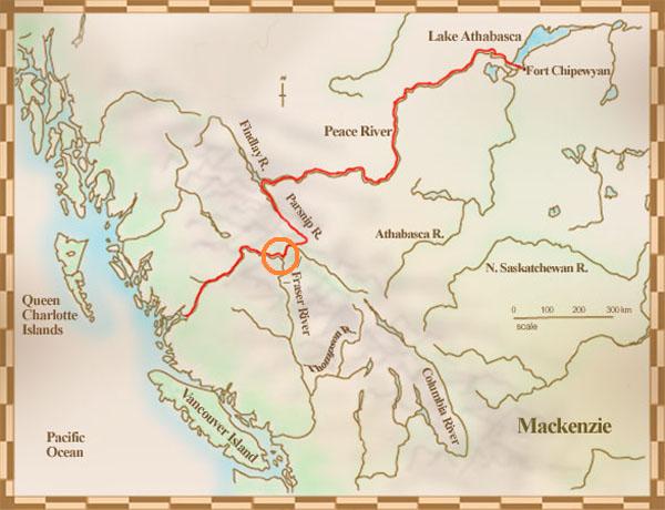 Map of MacKenzie's Route to the Pacific