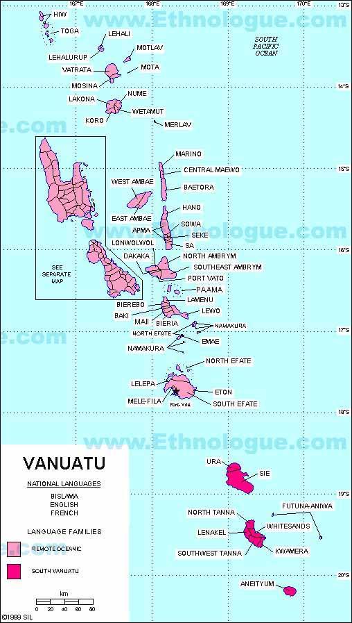 Map of the Languages of Vanuatu