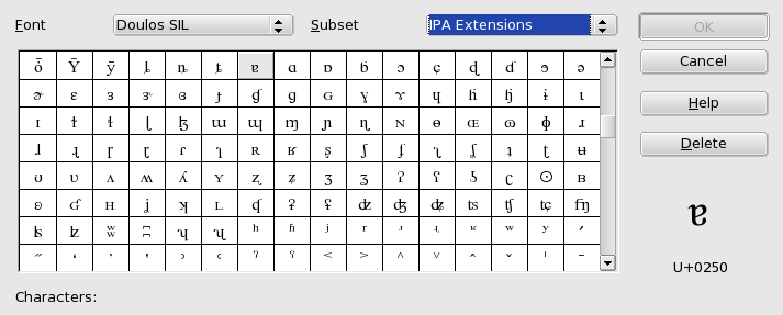 OpenOffice.org Writer special character insertion widget